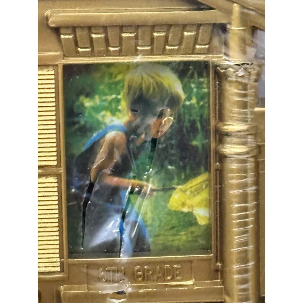 Vintage Gold Schoolhouse Plasti K-12 School Years Multi Photo Collage Frame New